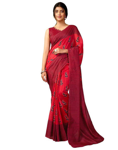 Vasthrlay Chanderi Printed Unstitched Blue Saree