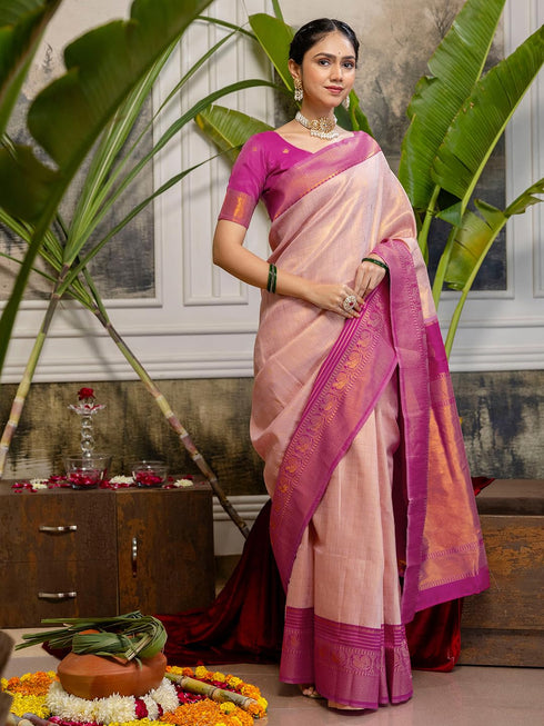 Vasthrlay Special Weaving Unstitched Beige Saree
