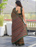 Vasthrlay Womens Printed Green Saree With Unstitched Blouse Piece
