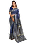 Vasthrlay Kanjivaram Banarasi Wedding Navy Blue Saree With Unstitched Blouse Piece