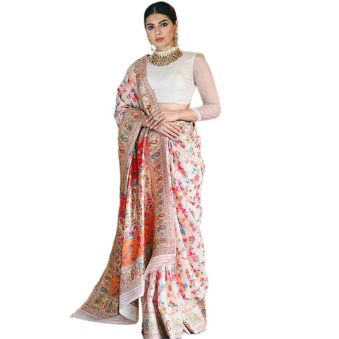 Vasthrlay Kanjivaram Unstitched Kashmir Creammmm Free Ethnic Wear