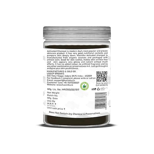 Havintha - Natural Activated Charcoal Powder Jar- for Face & Skin