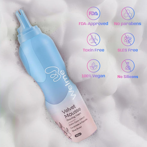 Welme Velvet Mousse Shaving Foam for Women | Camu Camu Extract, Ceramides