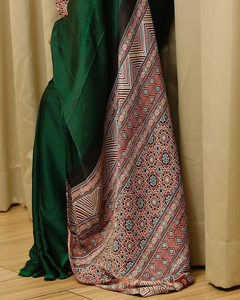 Vasthrlay Ajrakh Saree Crepe