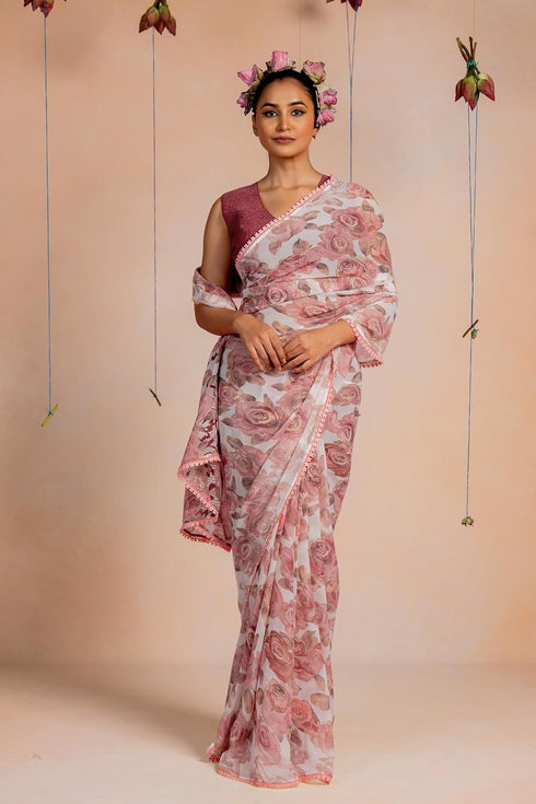 Vasthrlay Fashion Georgette Floral Printed Ethnic Wear