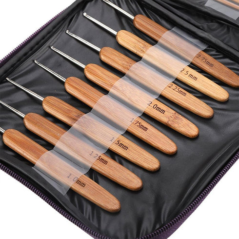 20-Piece Bamboo Crochet Hook Set, 1.0mm-10.0mm Sizes, with Storage Case Crochet Hooks