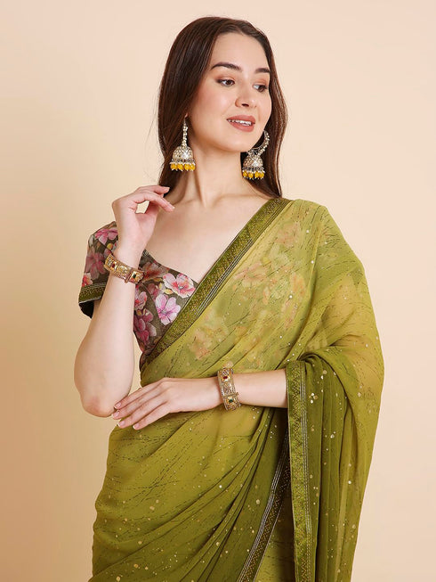Vasthrlay Georgette Tie Dye Printed Onion Saree