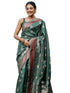 Vasthrlay Banarasi Weaving Unstitched Teal Saree