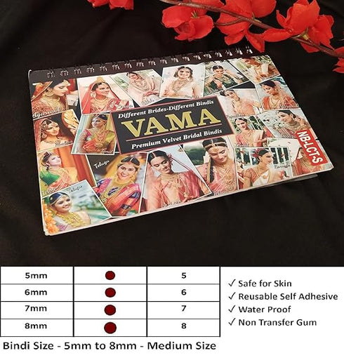VAMA Premium Velvet Self-Adhesive Skin Simple Plain Round Multicolour Kumkum Sticker