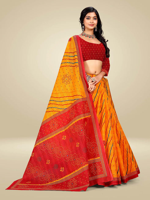 Vasthrlay Bandhani Swarovski Traditional Red Saree