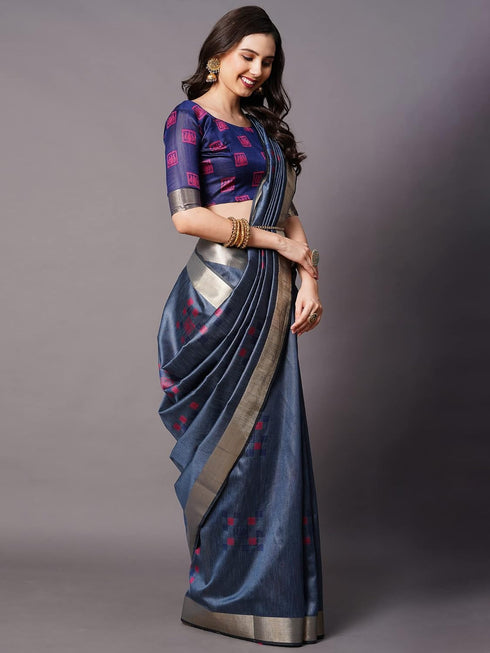Vasthrlay Banarasi Unstitched Grey Ethnic Wear