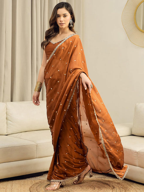 Vasthrlay Georgette Sequence Embroidered Unstitched Ethnic Wear