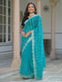 Vasthrlay Embroidery Scalloped Unstitched Navy Blue Saree