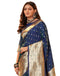 Vasthrlay Paithani Jacquard Dark Blue Saree With Unstitched Blouse Piece