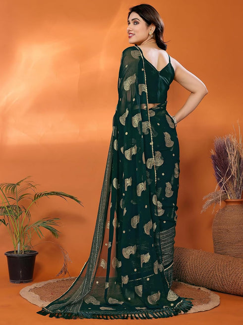 Vasthrlay Shimmer Embroidered Dark Saree