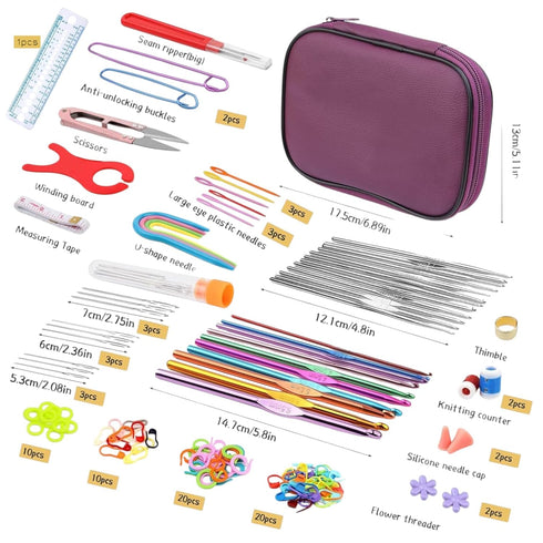 111 Pcs Crochet Hook Set and Knitting Needles Set