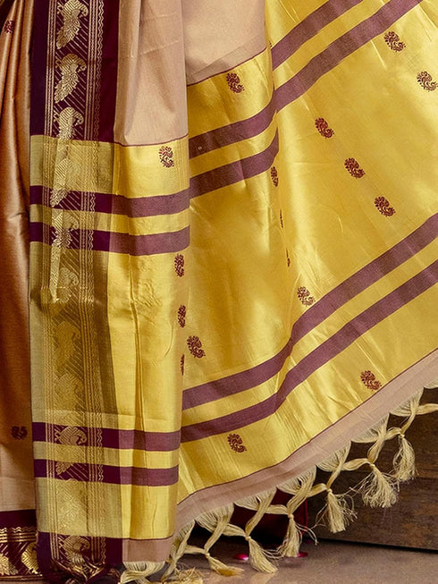 Vasthrlay Weaving Khaki Saree