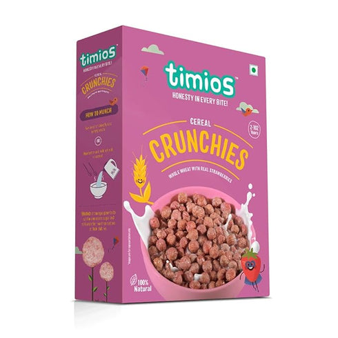 Timios Crunchies Breakfast Cereals | Natural with Real Strawberries