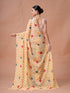 Vasthrlay White Floral Unstitched Saree