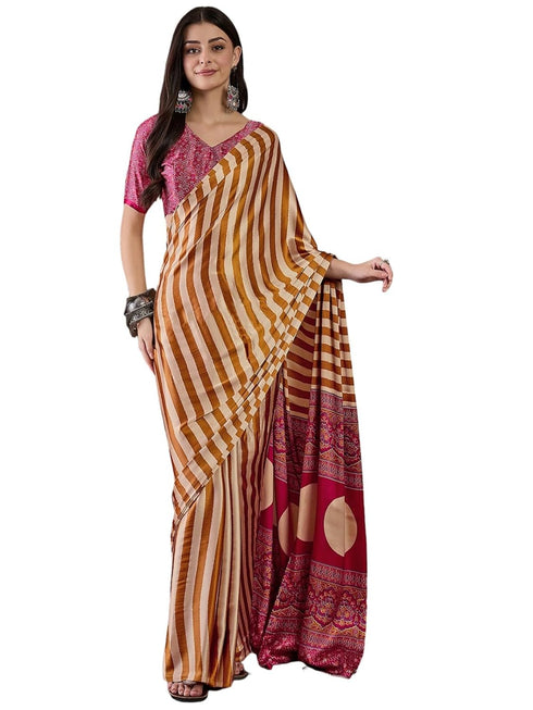 Vasthrlay Printed Tassels Cream Saree