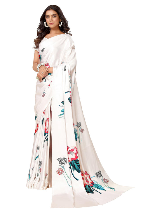 Vasthrlay White Unstitched Saree
