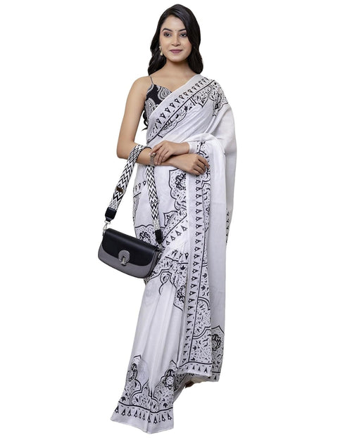 Vasthrlay Special Printed Unstitched Beige Saree