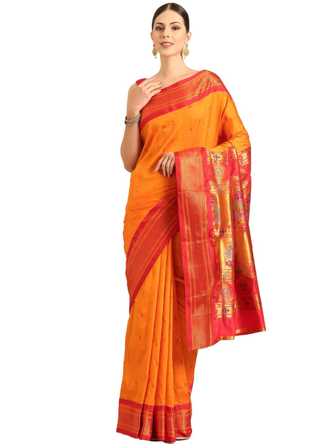 Vasthrlay Paithani Orange Saree