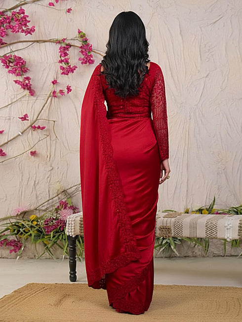 Vasthrlay Georgette Embroidery Rani Saree