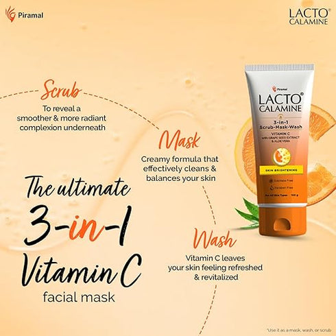 Lacto Calamine 3-in-1 Vitamin C Face Scrub-Mask-Wash