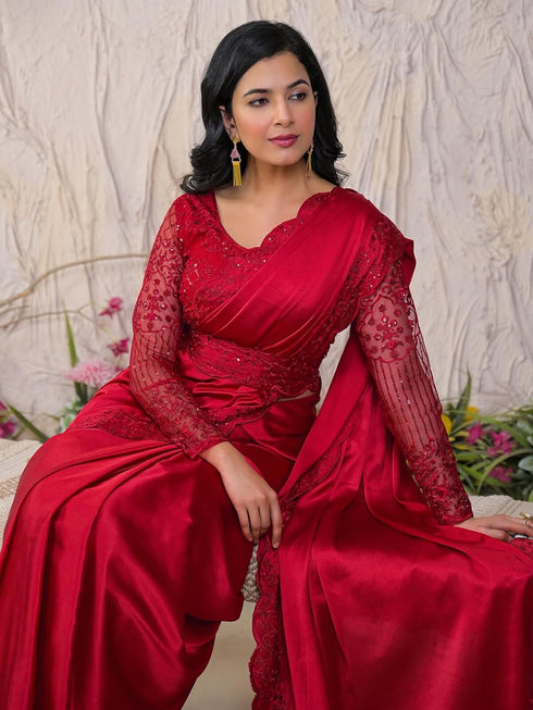 Vasthrlay Georgette Embroidery Rani Saree