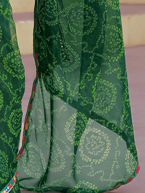 Vasthrlay Chinnon Printed Olive Saree