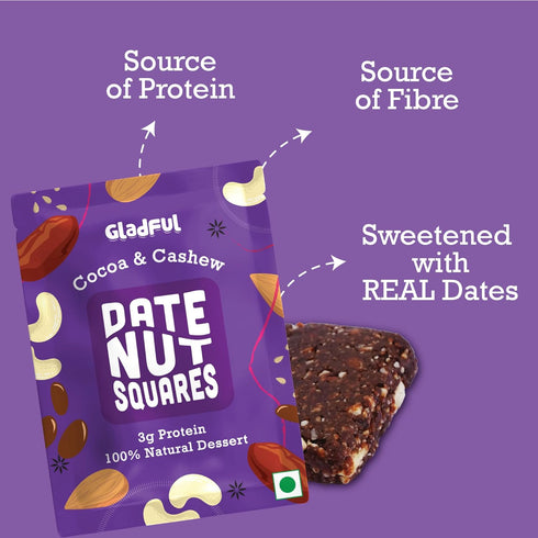Gladful Cocoa & Cashews Date Nut Square