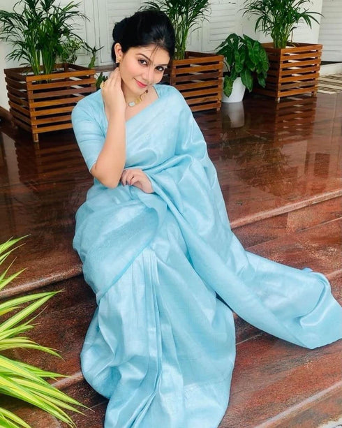 Vasthrlay Blue Kanjivaram Saree