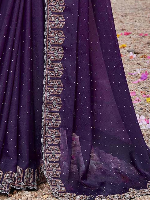 Vasthrlay Georgette Scalloped Rani Saree