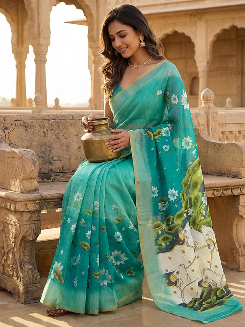 Vasthrlay Printed Peach1 Saree