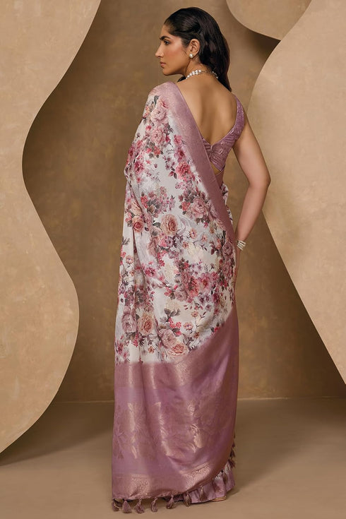 Vasthrlay White Chanderi Floral
