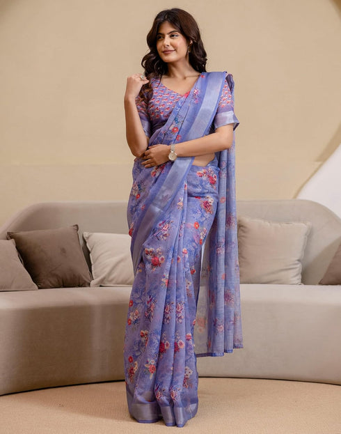 Vasthrlay Womens Printed Minute Green Saree