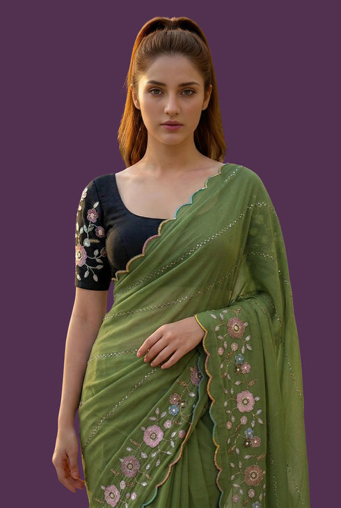 Vasthrlay Yellow Unstitched Saree