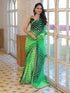 Vasthrlay Georgette Embroidery Parrot Green And Dark Green Saree With Unstitched Blouse Piece