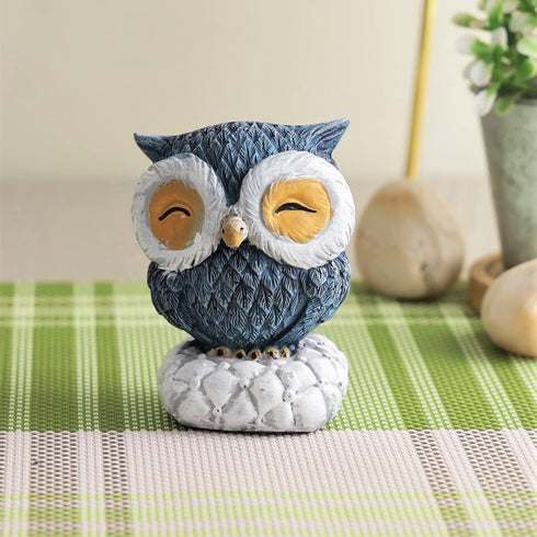 Resin Mother Owl with Baby Owl Decorative Showpiece Handmade Owl Sculpture