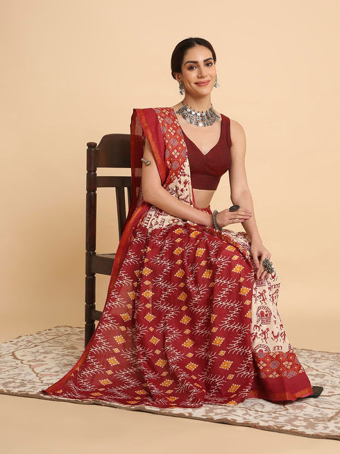 Vasthrlay Lightweight Breathable Traditional Printed Saree