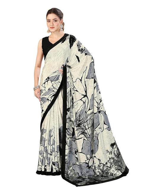 Vasthrlay Printed Off White1 White Saree