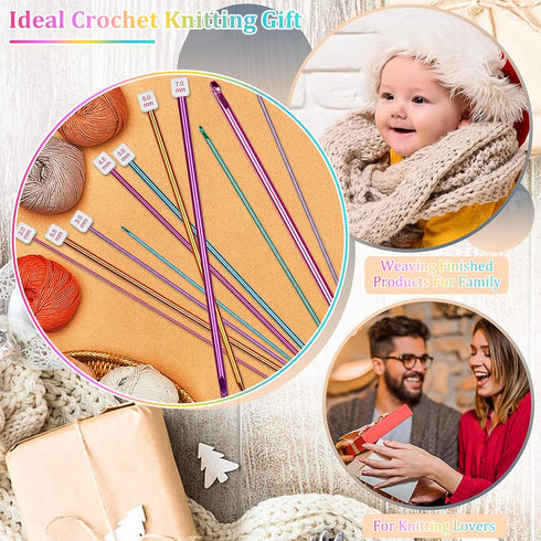 11 Pcs Long Crochet Hooks Set 2.0-8mm Aluminum Needles for Beginners