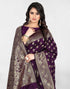 Vasthrlay Banarasi Jacquard Unstitched Red Saree