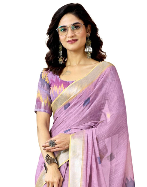 Vasthrlay Womens Printed Unstitched Dark Green Saree