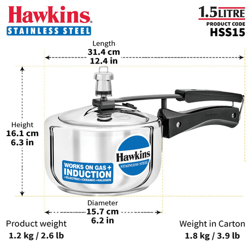 Hawkins Inner Lid Pressure Cooker | Stainless Steel Cooker