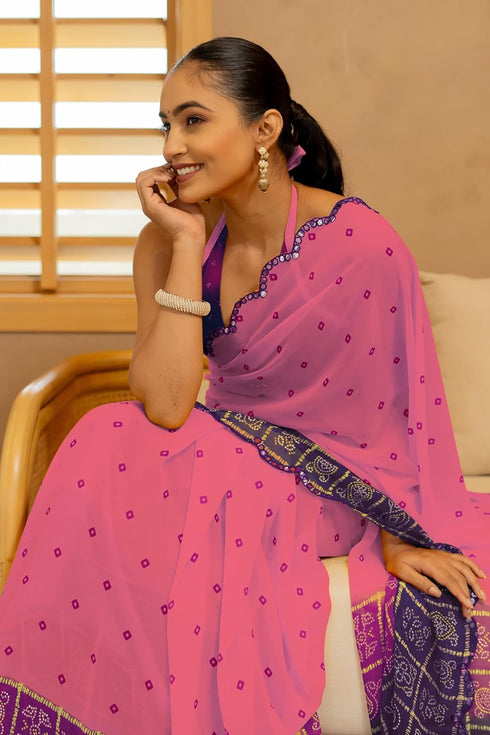 Vasthrlay Fashion Georgette Leheriya Printed Ethnic Wear