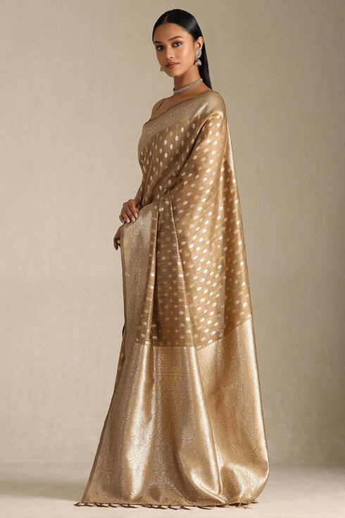 Vasthrlay Beige Tussar Floral