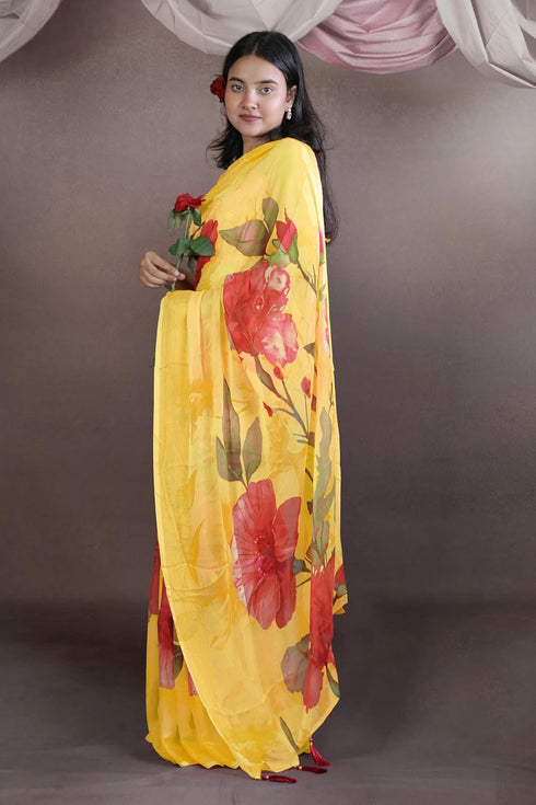 Vasthrlay Fashion Chiffon Geometric Printed Ethnic Wear