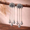 Voylla Oxidised Silver-Plated Mandala Half Moon Tassel Earrings for Women & Girls